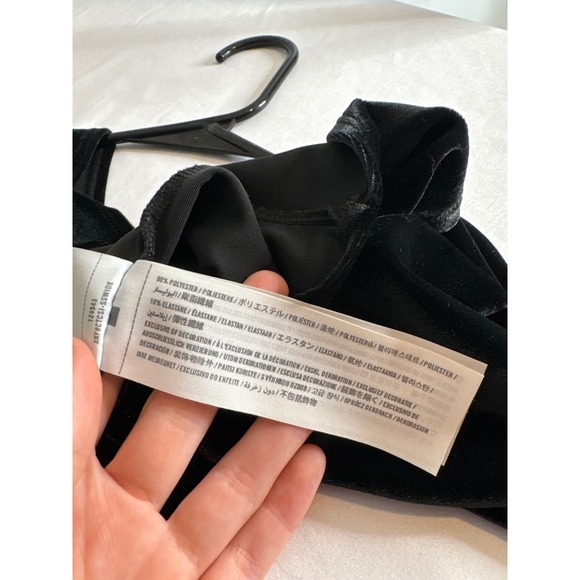 Abercrombie & Fitch Womens Y2K Black Velvet Long Sleeve‎ Crop Top Sz M Holiday - Picture 6 of 11